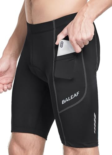 baleaf Men's Padded Cycling Shorts Padding Bike Shorts Road Biking MTB Shorts Bicycle Pockets UPF 50+