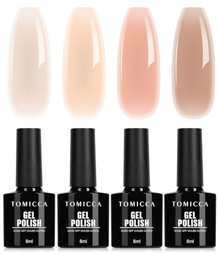 TOMICCA 4 Farben Gel Nagellack Nude Serie Set, Professional UV Nagellack, UV/LED Soak-Off Geschenk für Nagelstudio DIY Home, 8ML