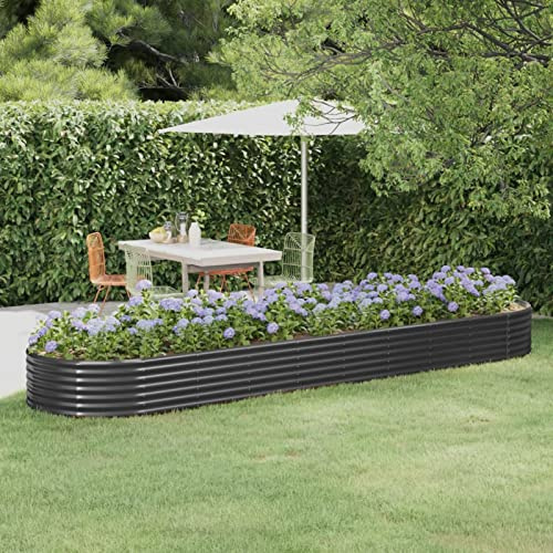 XIAOGUANG Vegetable Planter,Garden Raised Beds,Raised Garden Kits,Garden Raised Bed Powder-coated Steel 396x100x36 cm Anthracite