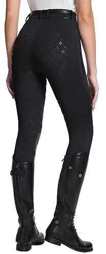 BALEAF Pantaloni da equitazione da donna, in silicone, con chiusura lampo, Nero , L