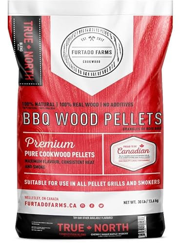 FURTADO FARMS - Pellet BBQ Furtado Farms TRUE NORTH, Composto da un Mix di Cherry, Sugar Maple e Hickory, Ideale per tutti i Piatti, 13,6 kg