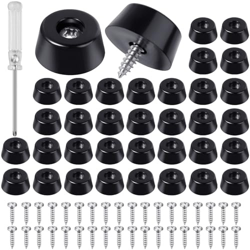Amentalove 36 Stück Gummifüße Schraubbar, Möbelbeine Rund, Gummifüße Schneidebretter, Kleine gummifüßes mit Schrauben Schraubendreher für Möbel, Elektroniktische, Sofas, Schubladen