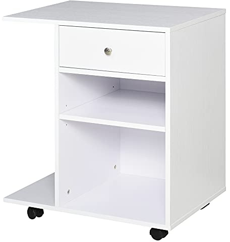 Vinsetto Mobile Supporto per Stampante in Legno con 4 Ruote Bianco