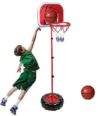Basketkorg barn, höjdjusterbar inomhus utomhus mini basketleksak med 2 basketbollar och 1 pump för spädbarn, barn, pojkar, flickor från 3 till 8 år (200 cm)