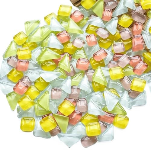 LNNXSZ Mosaik Fliesen 50 Stück unregelmäßige Form gemischtes Kristallglas Bunte Mosaiksteine ​​DIY handgemachte kreative Dekoration(6)