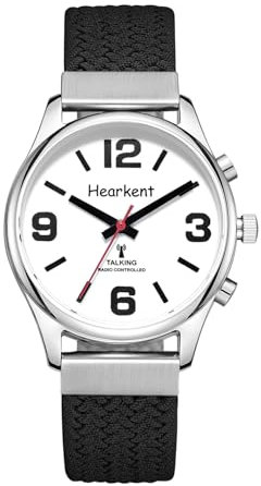 Hearkent Orologio parlante da donna, con numeri grandi, per non vedenti e ipovedenti, voce chiara con accento americano, facile da usare, regalo per anziani/uomini ipovedenti, Blcak, Women