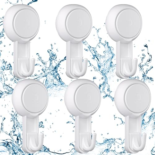 Luxear 6-Pack Saugnapf Haken Ohne Bohren, Saughaken Extra Stark | Wiederverwendbar Haken für Handtuch, Glas, Fliese, Wand, Fenster, Küche, Badezimmer