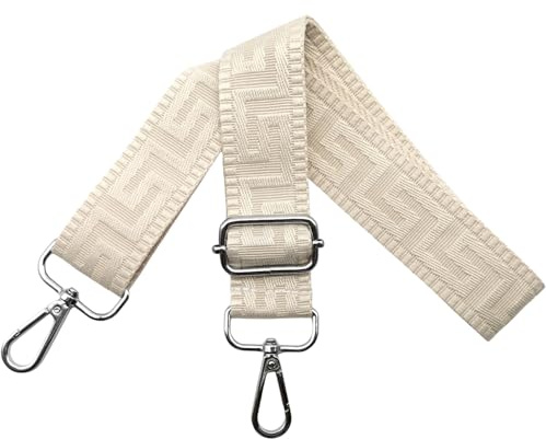Correa para Bolso Ajustable de Mujer con Mosquetón Plateado 3.8cm Anchura, Bandolera de Hombro Reemplazo para Crossbody, Beige Puro
