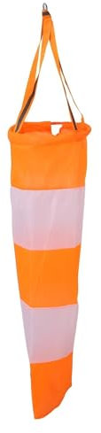 VIFERR Windsock Wind Measurement Sock Nylon Airport Windsock Weatherproof Wind Sock Rip-Stop with Reflective Belt for Farm Outdoors Airport,bright orange and white colours(0.8m)