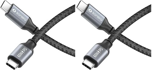 Sonero® Cavo di ricarica da USB-C a USB-C, cavo di ricarica per telefono cellulare, cavo di ricarica rapida USB C, cavo USB tipo C, USB 2.0, 60 W PD, grigio/nero, 1,00 m