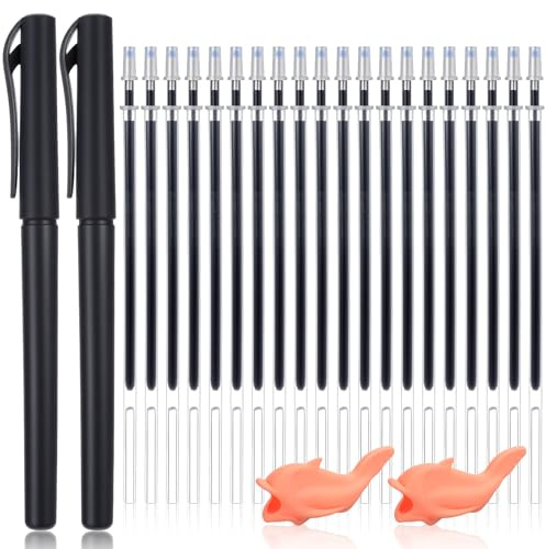 Wanmu Lot de 20 recharges de stylo magique, stylo à dessin d'encre invisible avec 2 stylos magiques et 2 porte-stylos pour calligraphie pour enfants, livre de copie d'exercices réutilisables