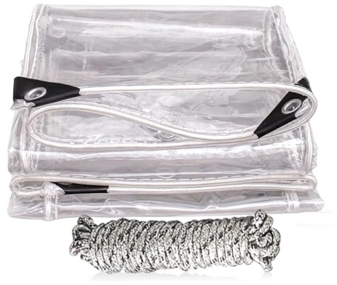 Transparent Tarpaulin 2 x 6 m (W x L), with Eyelets for Easy Attachment, Transparent Side Panels, Gazebo Tarpaulin, Canopy, Durable, Weatherproof, Multi-Purpose Weatherproof for Protection Against