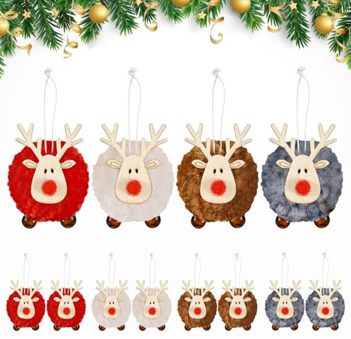 12 Stück Weihnachtsbaum Anhänger, Baum Anhänger Weihnachten Elch Deko,Rentier Baumschmuck für Weihnachtsdekoration und Party,DIY Weihnachtsdeko, Festtagsfeier