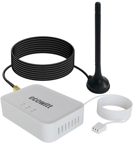 ECOWITT Gateway Wi-Fi ed Ethernet GW3010 per stazioni meteo domestiche, sensori integrati 3 in 1 per temperatura/umidità/pressione barometrica con porta per scheda SD, cavo da 0,85 m