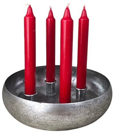 4er Kerzenhalter Advent 22cm Silber Adventskranz Kerzenständer Schale Dekoschale