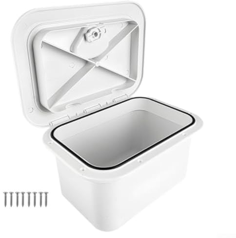 HEBEOT Marine Deck Caja de almacenamiento de 37,5 x 27 x 17,5 cm ABS cubierta de escotilla de barco integrada con tapa de sellado resistente al agua para cebo de pesca y aparejos, compatible con yates
