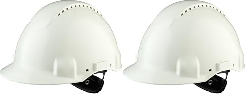 3M G3000NUV-VI Elmetto di Protezione con Uvicator, Cricchetto e Fascia Antisudore in Plastica, Ventilato, Bianco