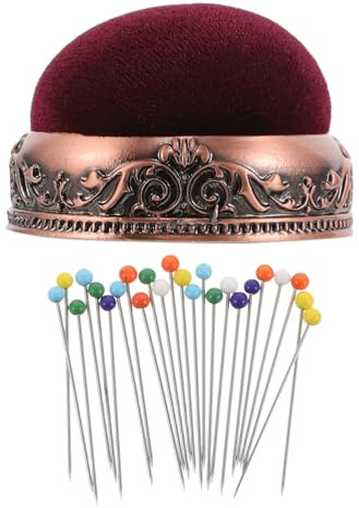 YOSADIER Vintage Nadelkissen mit Metallsockel Nähnadelhalter aus Stoff für Nähen Sticken und Basteln Stabiles Nadelkissen im Retro Stil Praktisches Nähzubehör