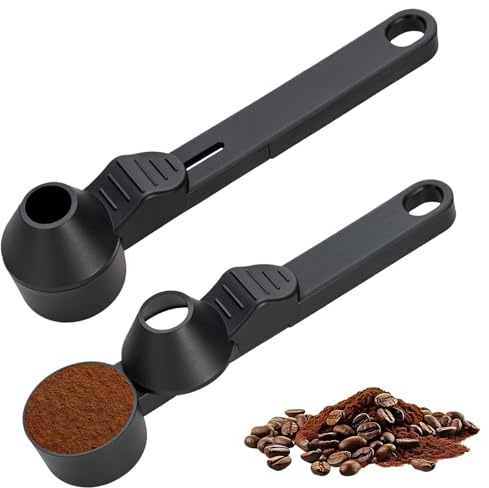 YYTECH Cucharillas de café con embudo, 2 cucharas de café, cucharas medidoras de café de 30 ml y cucharas medidoras de café, cuchara dosificadora para café y té, cuchara medidora de café molido con