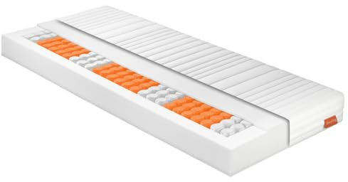 sleepling 190140 Federkernmatratze Comfort 110 | Taschenfederkern Matratze | 7-Zonen Punktoflex | Härtegrad 2.5 | Made in EU | Wendegriffe | Ökotex | 60 Grad waschbar | 90 x 200 x 18 cm, weiß