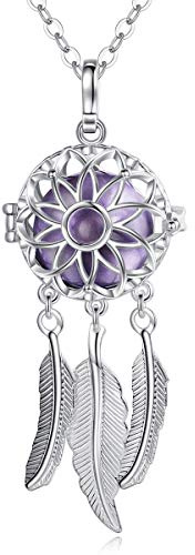 EUDORA Harmony Ball Collier Bola de Grossesse Attrape rêves pour Femmes Enceinte avec Collier Musique Carillon Bell Pendentif de la Plume Femmes Mère bébé Cadeau Original, 76cm +114cm
