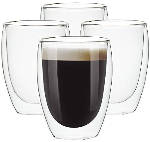 [4-Pack,12Oz] Glass Cups, Double Walled Thermo Espresso Glasses, Insulated Coffee Mugs, Drinking Glasses