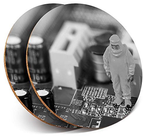 2 x Round Coasters - Funny Tech Engineer Geek Computer Joke - Cork Backed Home Kitchen Accessory Tea Coffee Mug Mat #43626