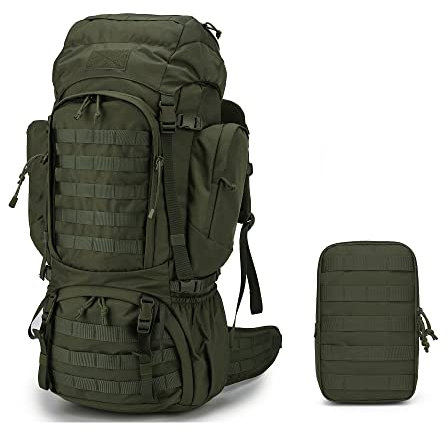 Mardingtop 60 Liter Taktischer Rucksack mit Regenhülle Großer Trekkingrucksäcke Erweiterbar Outdoor Rucksack Wanderrucksäcke mit Zubehör Pouch für Reisen, Camping