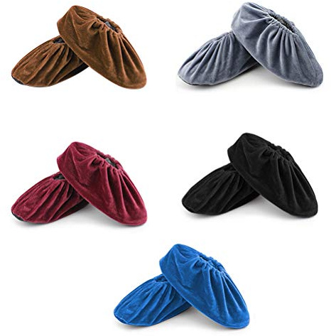 DODUOS 5 Paare Schuhüberzieher mehrweg Anti-Rutsch Sohle Flanell Schuh Bedeckung Staubfrei Überschuhe Wiederverwendbar & Waschbare für Haushalt - 5 Farbige