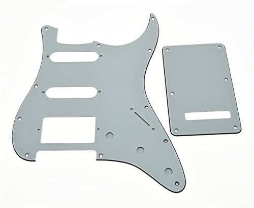 Dopro Strat HSS Gitarre Pickguard ST Back Plate Tremolo Cover für USA/Mexican FD Strat Weiß 3-lagig