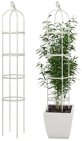 Treillis de Jardin pour Plantes grimpantes, Tuyau en métal antirouille avec Support Robuste de 1,8 m, Support de Plantes en Pot pour extérieur et intérieur (Blanc)