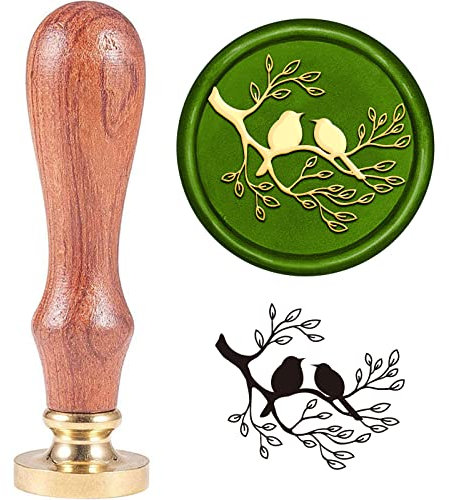 SUPERDANT Vogel Auf Ast Wachssiegel Personalisiert Lovebirds Holzgriffstempel Hochzeits Wachssiegel Stempel Wachsstempel Für Party Hochzeit Einladung Valentinstag Grußkarte Flasche Deko
