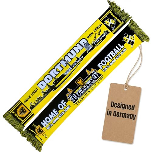 Generisch Dortmund halsduk SKYLINE/STADION (stickad halsduk High Definition), svart, gult, One size