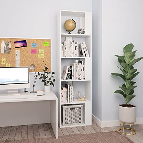 FIRBNUS Bücherregal/Raumteiler Weiß 45x24x159 cm Holzwerkstoff Bücherregal Holz Bücherregal Schmal Wohnzimmer Möbel Raumteiler Stehend Raumteiler Regal Raumteiler Trennwand Raumteiler Holz