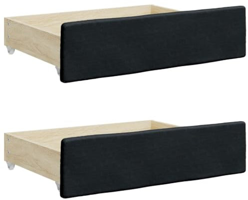 vidaXL Cajones de Cama 2 uds, Muebles con Ruedas, Cajones de Almacenaje, Accesorios para Dormitorio, Madera de Ingeniería y Cuero Sintético Negro