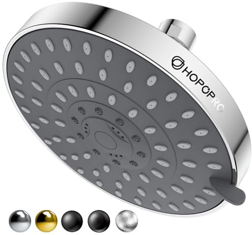 HOPOPRO 5-Mode High Pressure Shower Head - The Washington Post, NBC News, Today TV Show Recommended - High Flow Fixed Showerheads (6 Inch Chrome)
