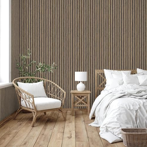 WondaWall Acoustic Slat Wall Panel Decorative Wood MDF Slatted 3D 2400mm x 600mm (Aged Oak)