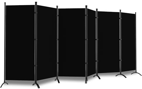 Room Divider, 6 Panel Room Dividers and Folding Privacy Screens, 6FT Partition Room Office Wall Divider for Separation 200 W Fabric, Portable Freestanding Room Divider Wall (Black)