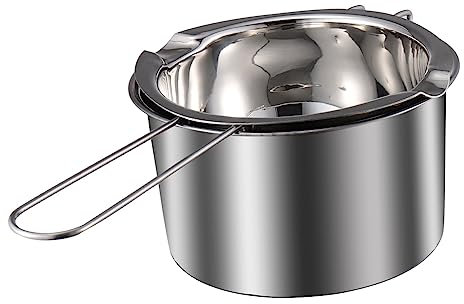 OUNONA Double Boiler Pot Set for Candle Making 400ml Melting Pot 14cm for Chocolate Butter and Candy Melting Suitable for Induction and Electric Hobs