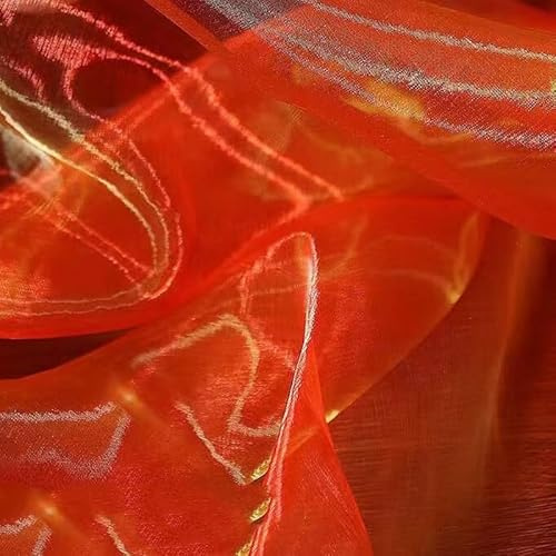 SYSUII 150cm*3m Organzastoff Glitzer Dekostoff zum Nähen Sparkly glitzernder Stoff Kostümstoff zum Nähen für Hochzeit Kleid Dekoration DIY Tisch Tutu Rock Party Deko Geschenk Bogen- Rot