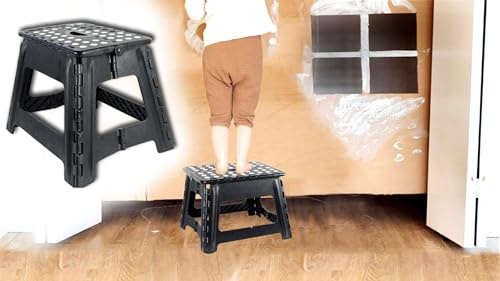 Klapphocker 30cm hoch Hocker faltbar Klapp-Hocker Klapptritt Tritthocker bis 150kg belastbar antirutsch für Kinder + Erwachsene, Küche Garten Bad Camping