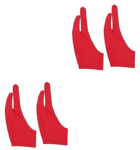 Healvian 4pcs Two Finger Painting Glove Artist's Drawing Glove Sketch Half Finger Men's Red