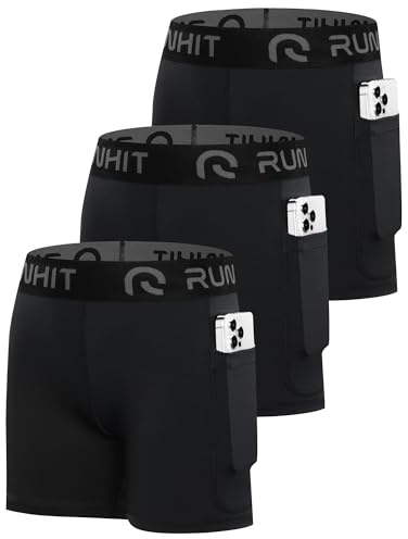 Runhit 3 Pack 4 Girls Volleyball Shorts Spandex Dance Shorts for Girls Youth Running Athletic Biker Shorts with Pockets Black M