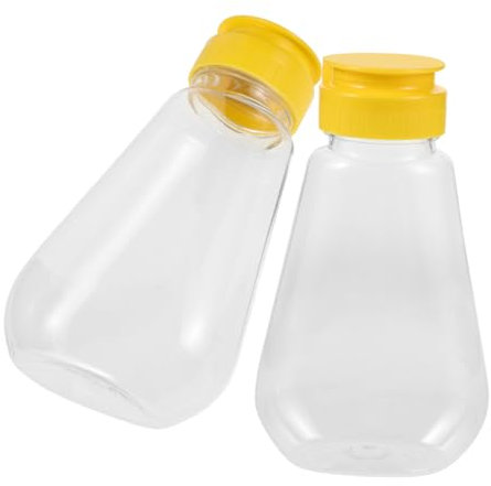 BEBEMOKO 2piezas Botellas De Condimentos Exprimibles De Plástico Envases Herméticos Para Miel y Jarabe Tapa Fácil De Usar Aptos Para Llevar Viajes y Picnic
