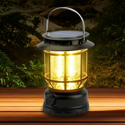 Lampada da campeggio a LED ricaricabile, 1200 mAh, lampada da campeggio a energia solare, dimmerabile, luminosità Cob e 3 modalità di luce, lanterna da campeggio, portatile, ultra luminosa,