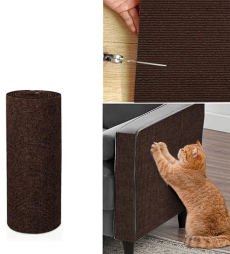kratzmatte Katze,kratzschutz40 x 200cmsofa Katze,kratzmatte selbstklebend Wand.Katze Kratzteppich kann getrimmt Werden,geeignet für Möbel,Türen,Wände.Haustier Sofa Schutz. (Braun)