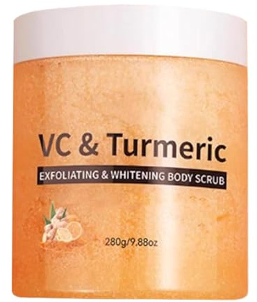 Scrub del Cuerpo Exfoliante de Veenourish, Exfoliante de Cuerpo de Cúrcuma de 280g, Matorral de Cuerpo de Cúrcuma de Veenourish Natural con Vitamina C, para Todo Tipo de Piel