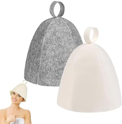 XOXVURI 2 Pezzi Cappello In Feltro Per Sauna Felt Sauna Hats For Men And Women Full Head And Ear Protection Ideal For Sauna Travel Hotel Grey And White