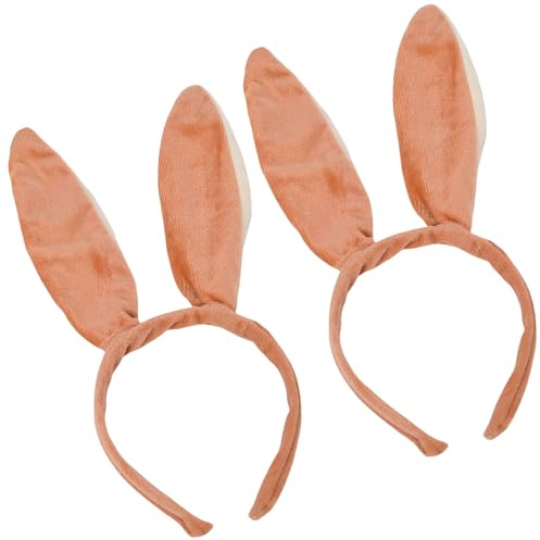 MUNSKT 1 diadema de orejas de conejo largas y flexibles de color marrón, ideal para disfraz de conejo de Pascua para adultos y niños (2)