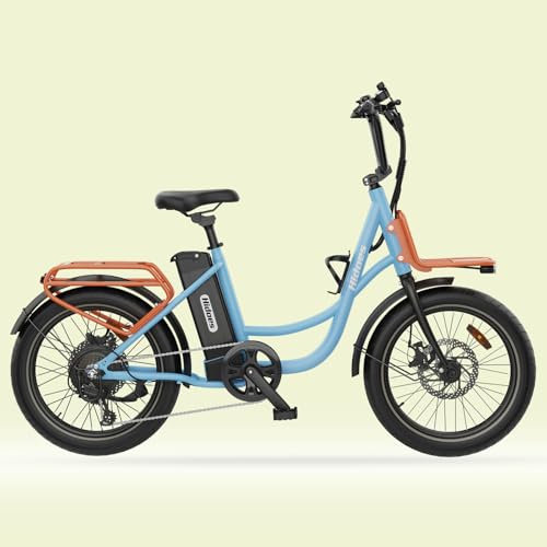 Hidoes Electric Bike Adults, 20 inch City Electric Bicycle with Removable Battery, 35-50KM Range & 16MPH, 3 Working Modes, Dual Shock Absorber and 7-Speed Gearing (C6 Bike)